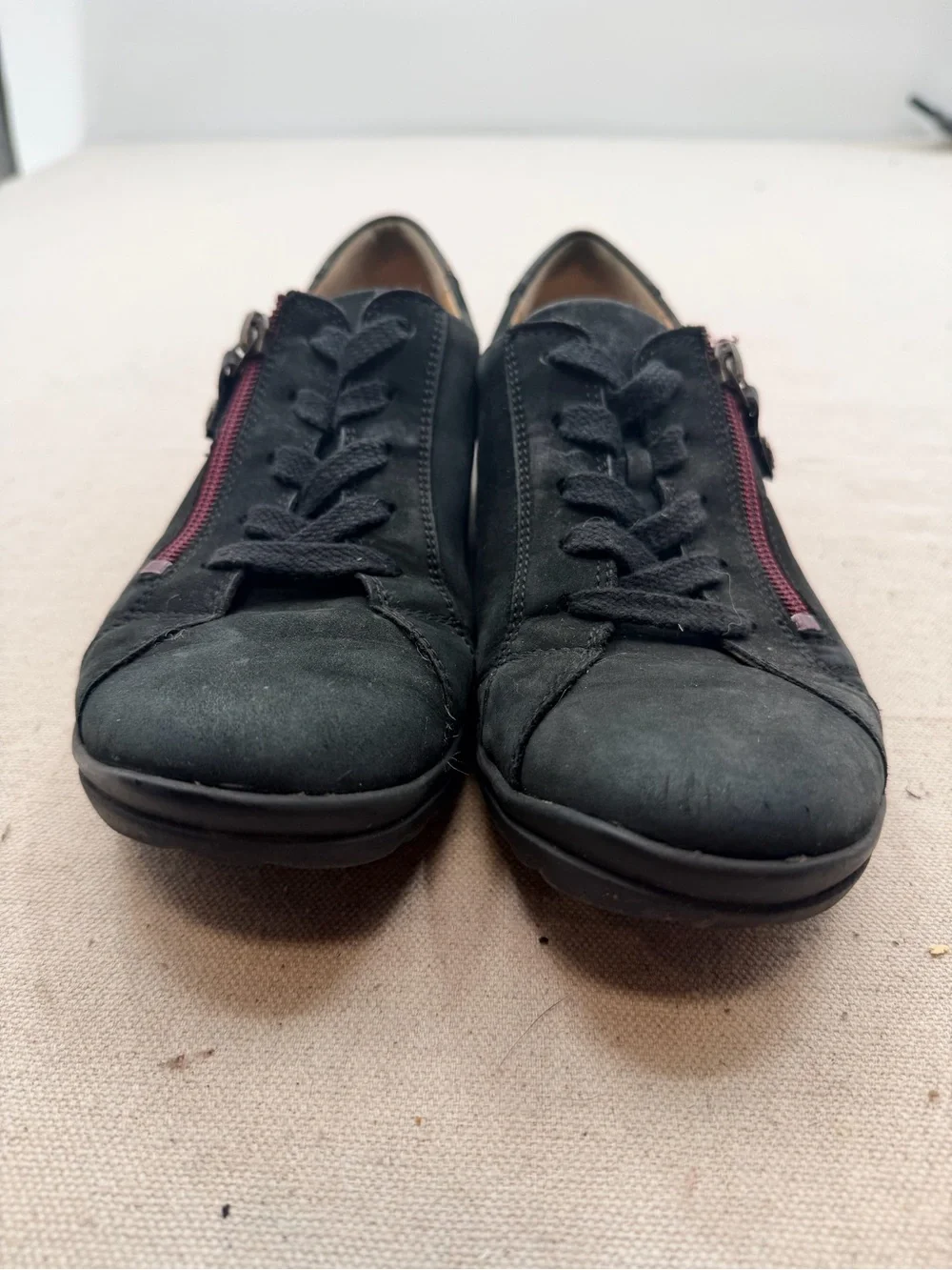 Hartjes Black Suede Casual Lace-Up Sneakers with Side Zip